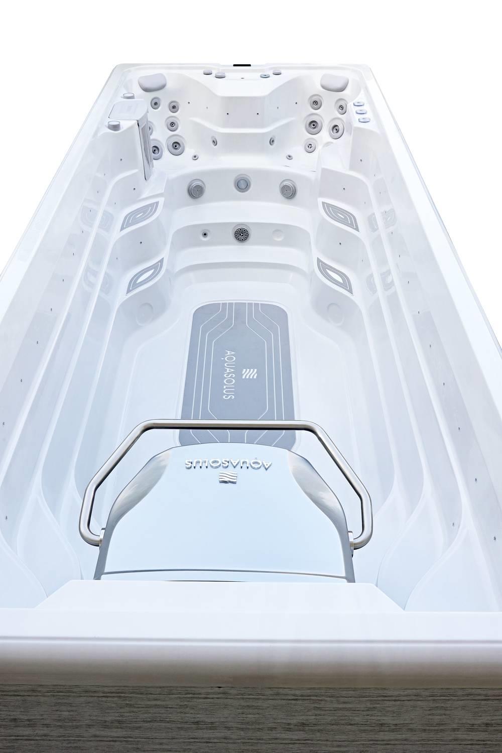 AquaSolus Swim Spa Flow Professional für 2 Pers. - 11600 l - Sterling Silver Natural Grey