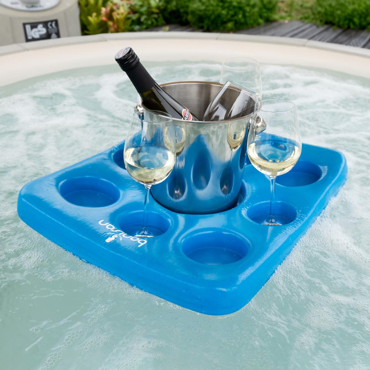 Schwimmtablett - Whirlpool-Getränkehalter - mit Spielbrett - 50 x 40 x 5 cm - blau (Schach/Dame)