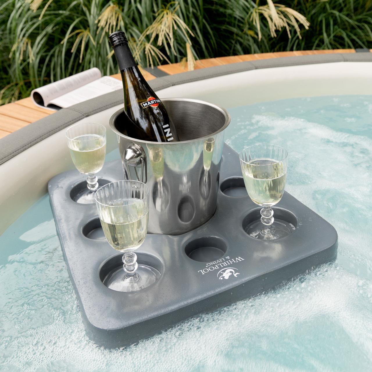 Schwimmtablett - Whirlpool-Getränkehalter - mit Spielbrett - 50 x 40 x 5 cm - anthrazit (Schach)