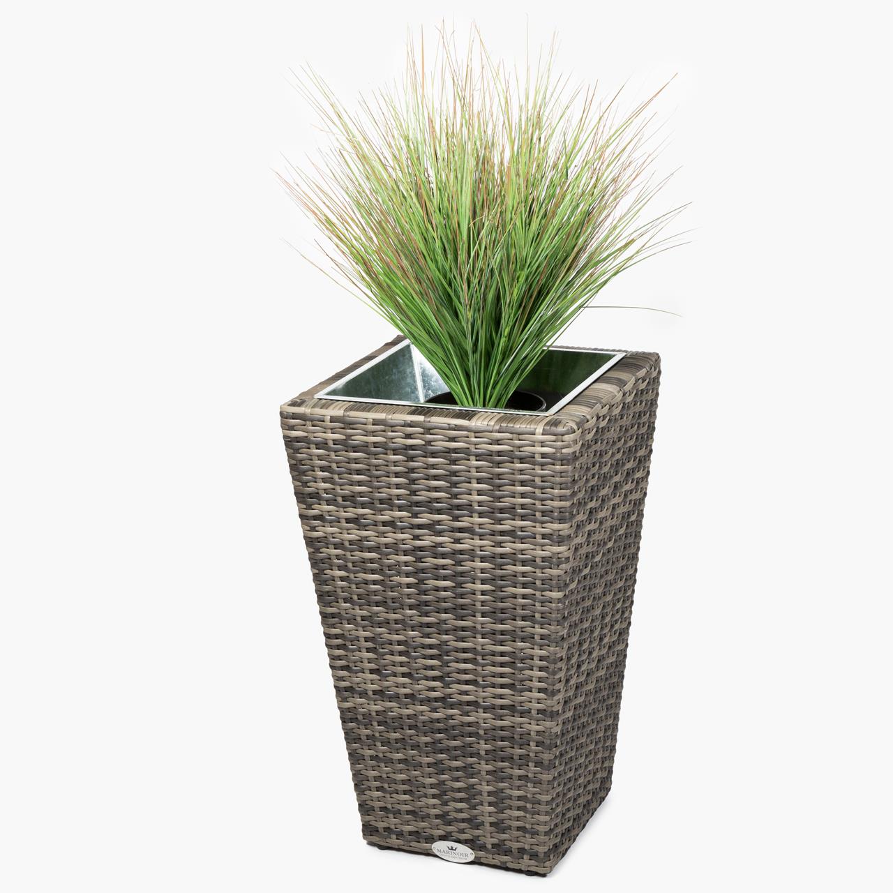 Pflanztopf Outdoor Marinoir mit Zinkeinsatz groß - Polyrattan - 60 cm - stone