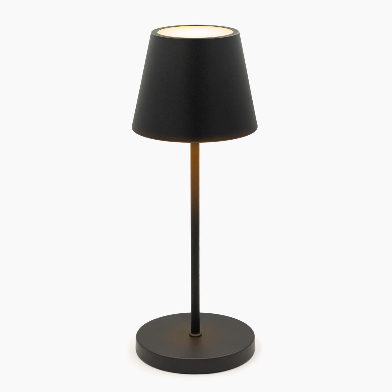 Akku Tischleuchte Cosenza in schwarz incl. Ladestation und Fernbedienung