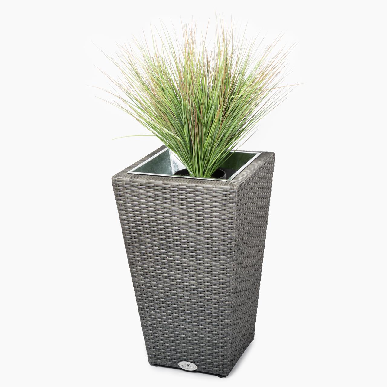 Pflanztopf Outdoor Marinoir mit Zinkeinsatz groß - Polyrattan - 60 cm - graphite