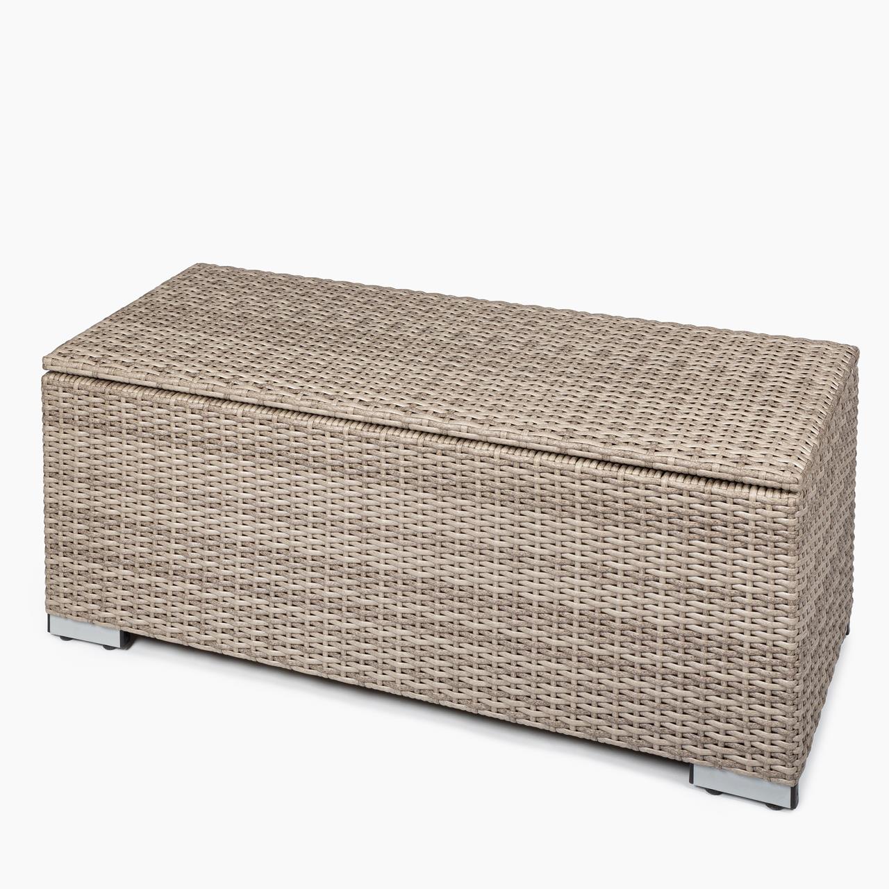 Garten-Aufbewahrungsbox Marinoir inkl. Auflage in grau - Polyrattan - 100 x 40 x 42 cm - sand