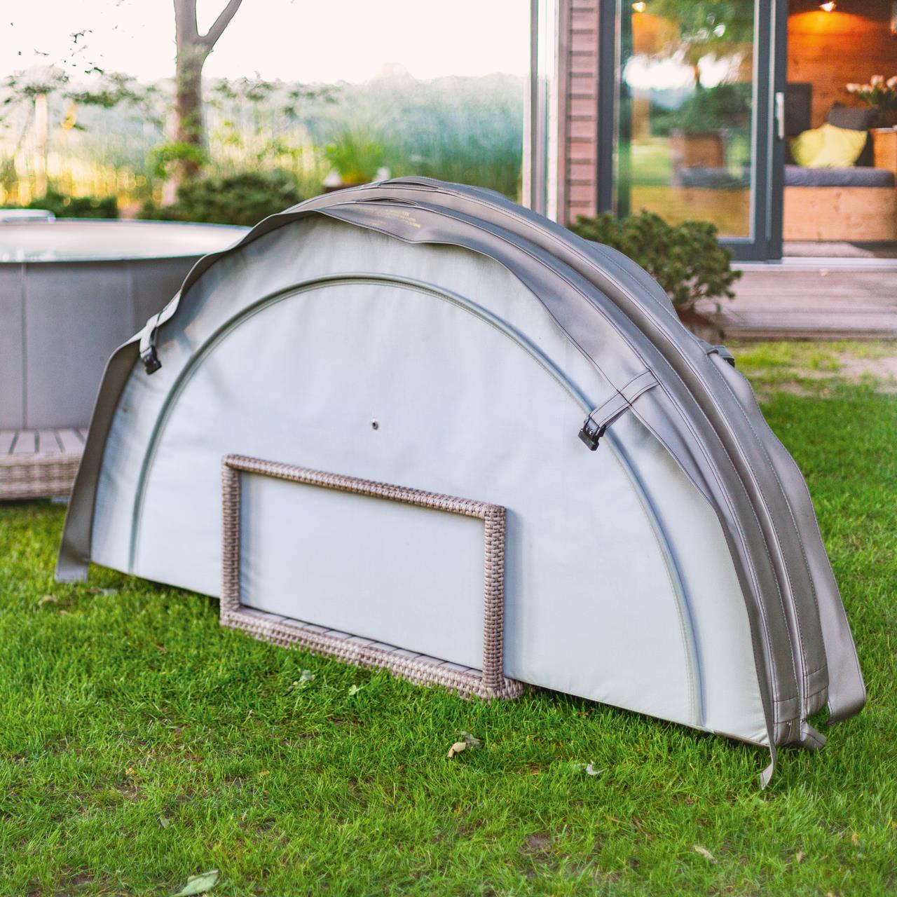 Whirlpool-Deckelständer für Softub - 80 x 82,5 cm - Polyrattan - sand