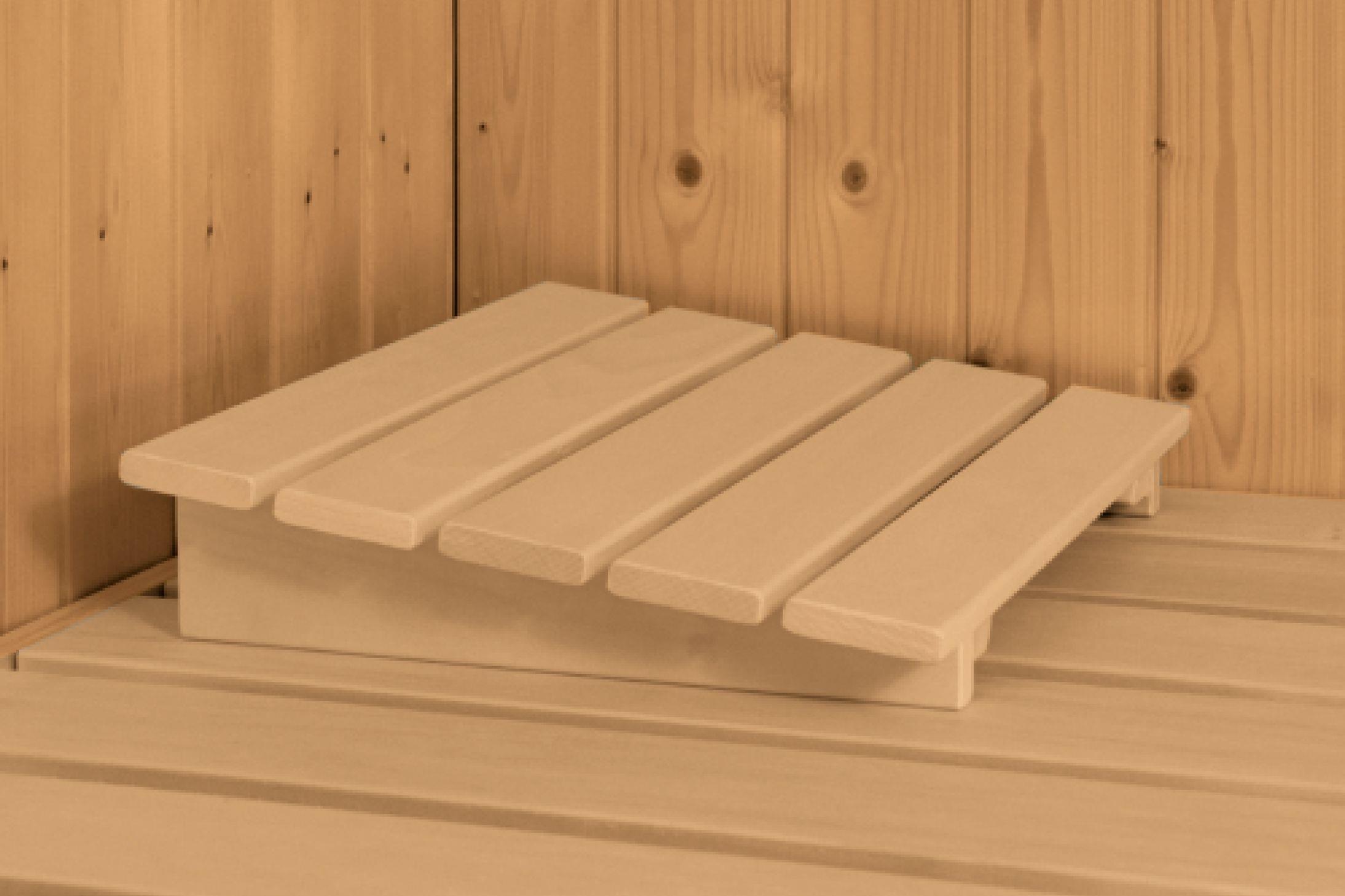 Innensauna Sande mit 9 kW Ofen BIO 9 und Huum Wifi Steuerung natur