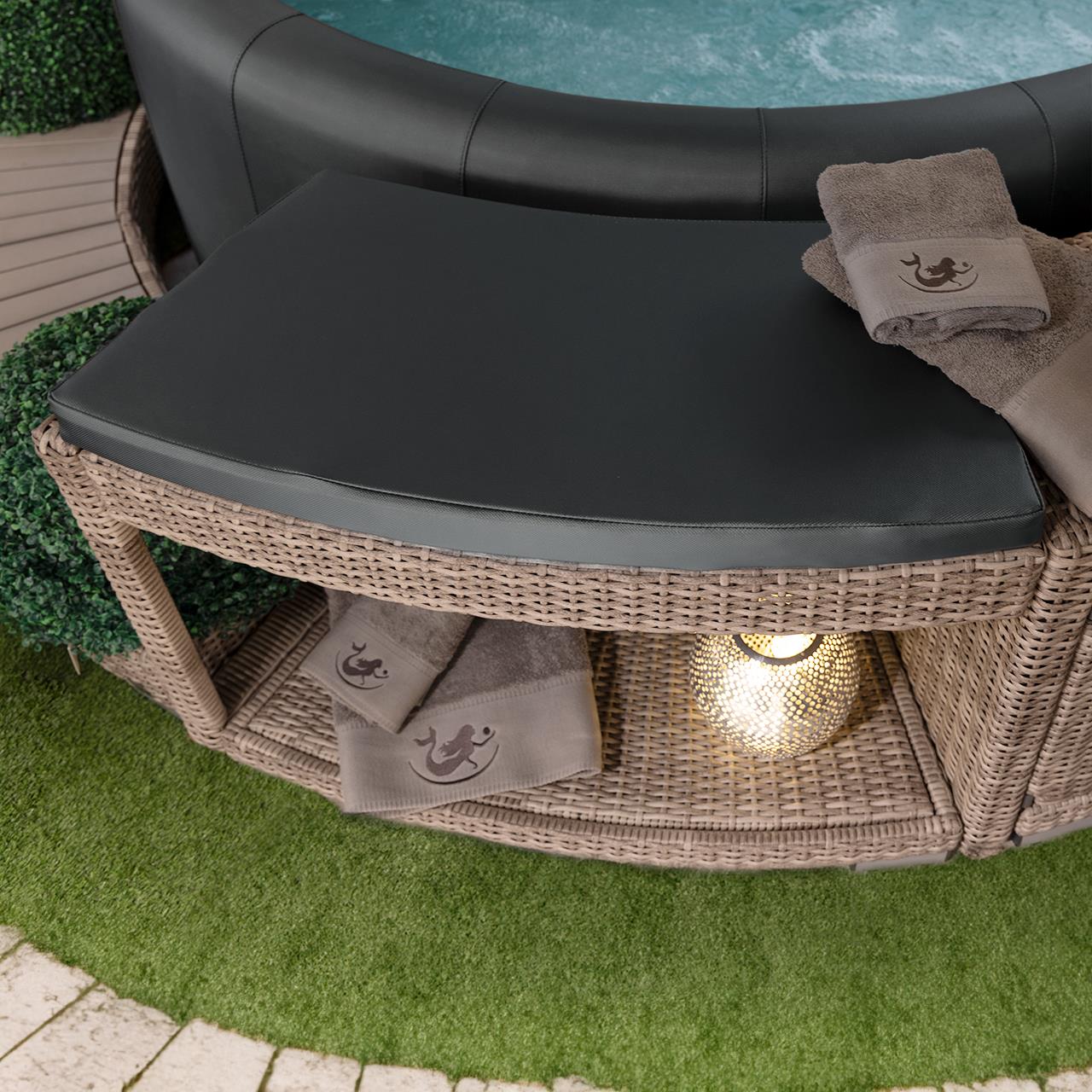 Sitzkissen für Softub Whirlpool Polyrattan-Umrandung - ca. 90 x 40 cm - graphite