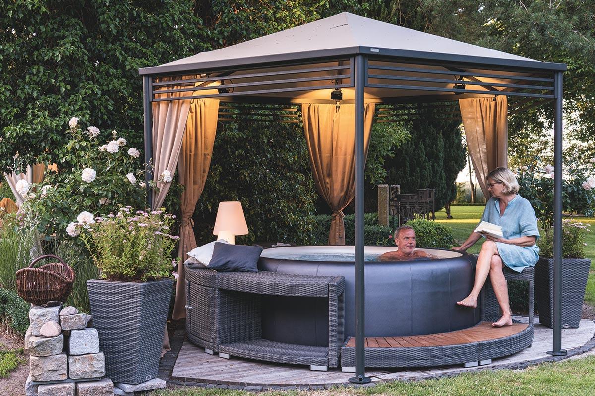 Whirlpool-Vollumrandung für Softub RESORT / POSEIDON - Polyrattan - ø 290 cm - graphite