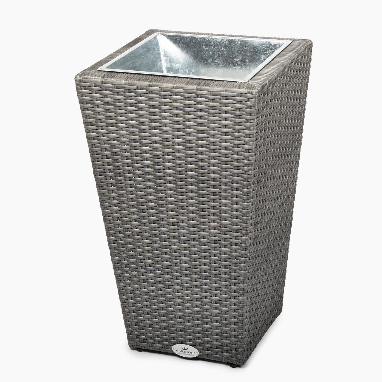 Pflanztopf Outdoor Marinoir mit Zinkeinsatz groß - Polyrattan - 60 cm - graphite