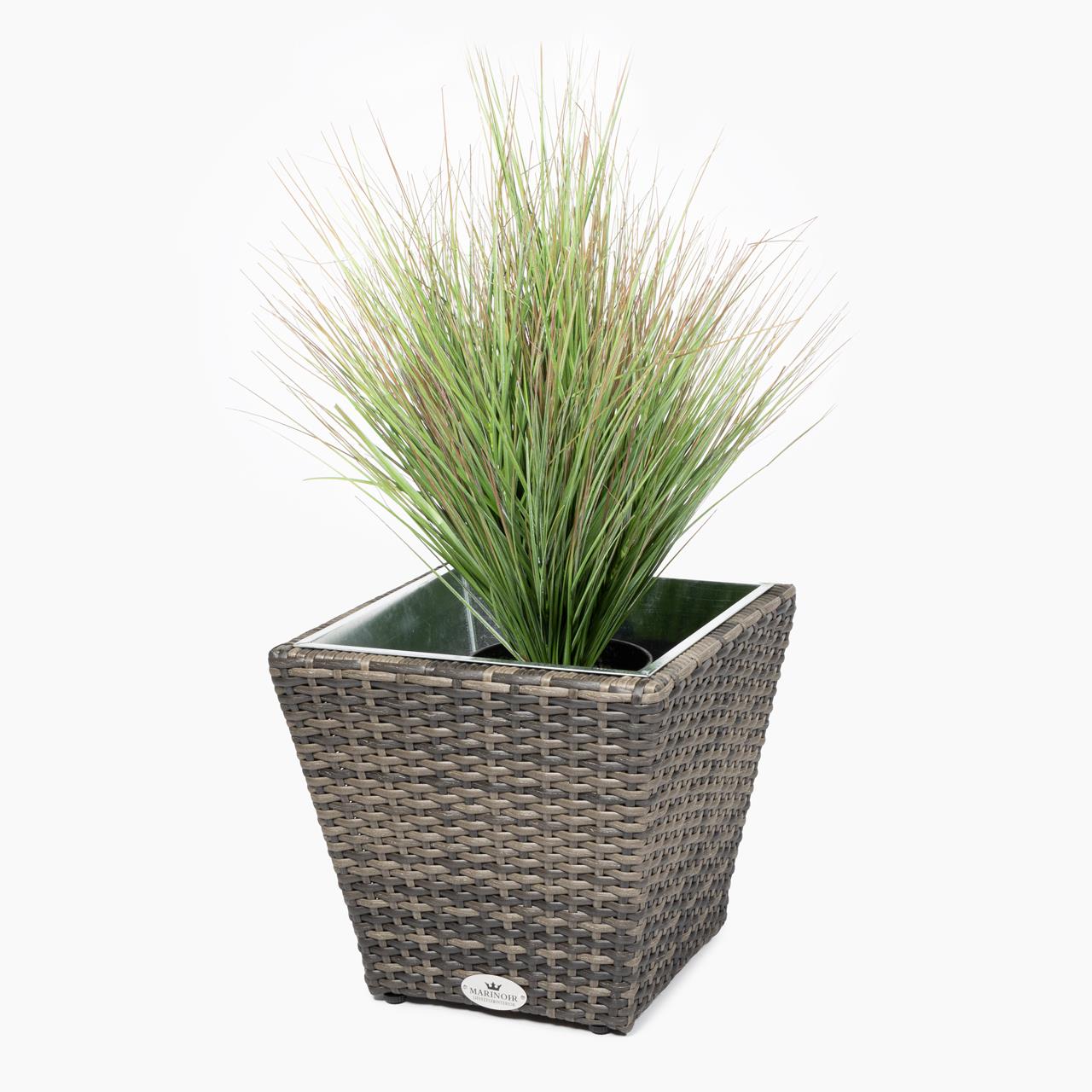 Pflanztopf Outdoor Marinoir mit Zinkeinsatz klein - Polyrattan - 30 cm - stone
