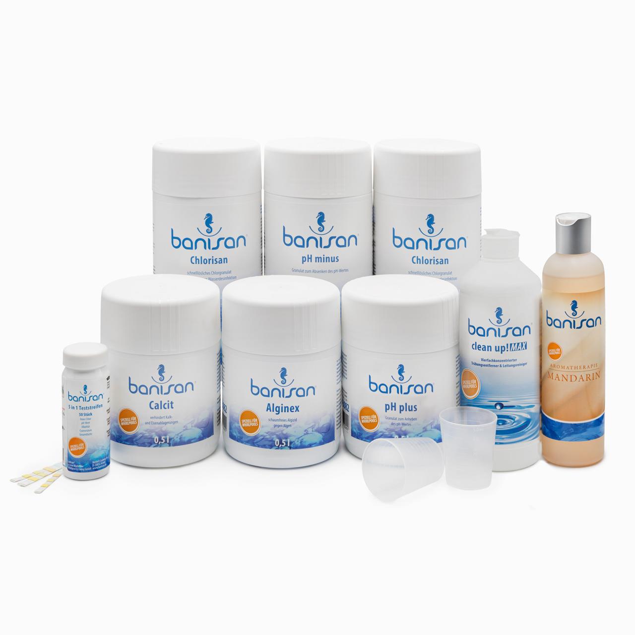 Whirlpool Wasserpflege-Set BANISAN - 11-teilig - inkl. Badezusatz Mandarin