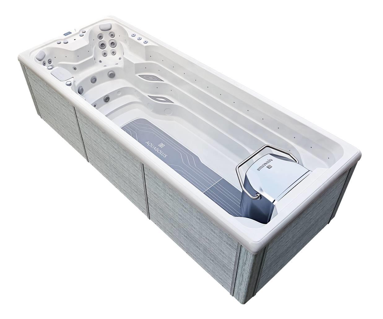 AquaSolus Swim Spa Flow Professional für 2 Pers. - 11600 l - Sterling Silver Natural Grey