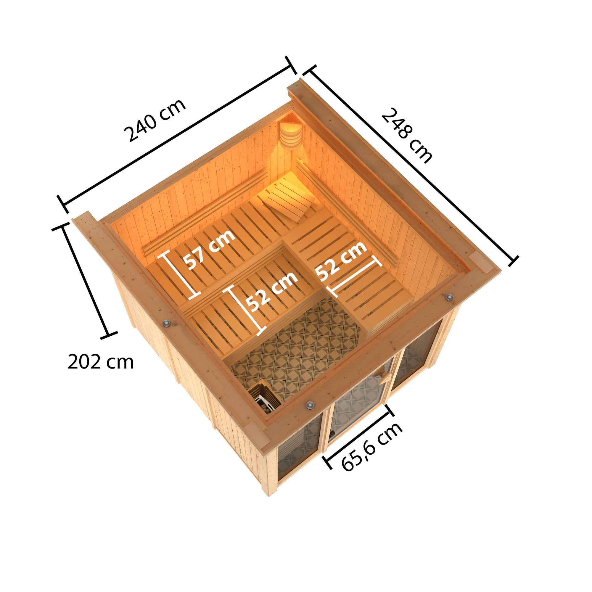 Innensauna HVIDE 9 kW Ofen BIO 9 mit WiFi Steuerung Huum naturbelassen