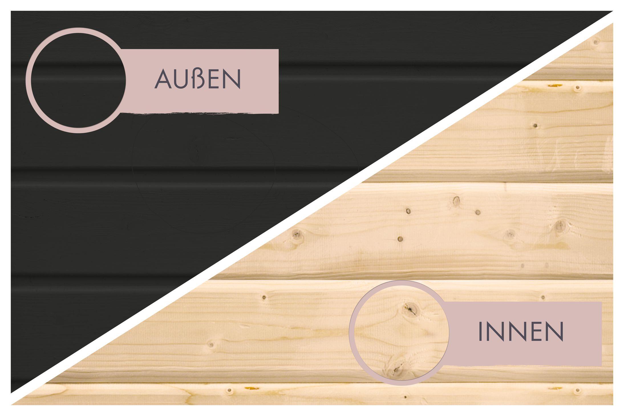 Aussenssauna Barne mit 9 kW Ofen BIO 9 und Huum Wifi Steuerung schwarz