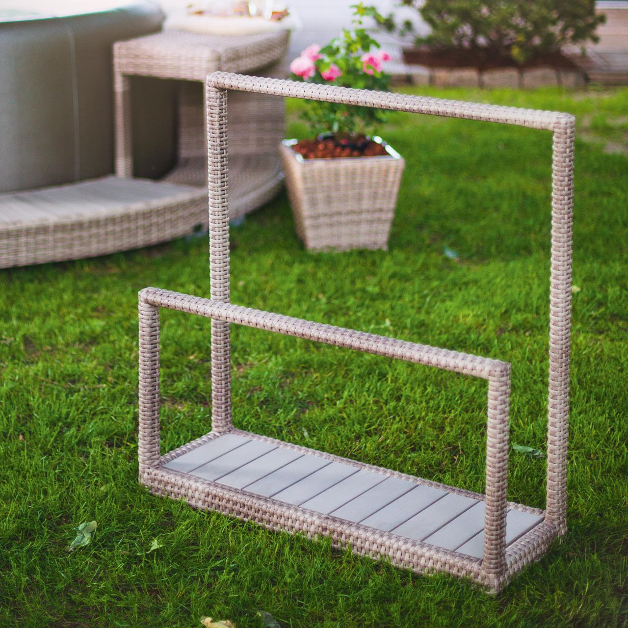 Whirlpool-Deckelständer für Softub - 80 x 82,5 cm - Polyrattan - sand