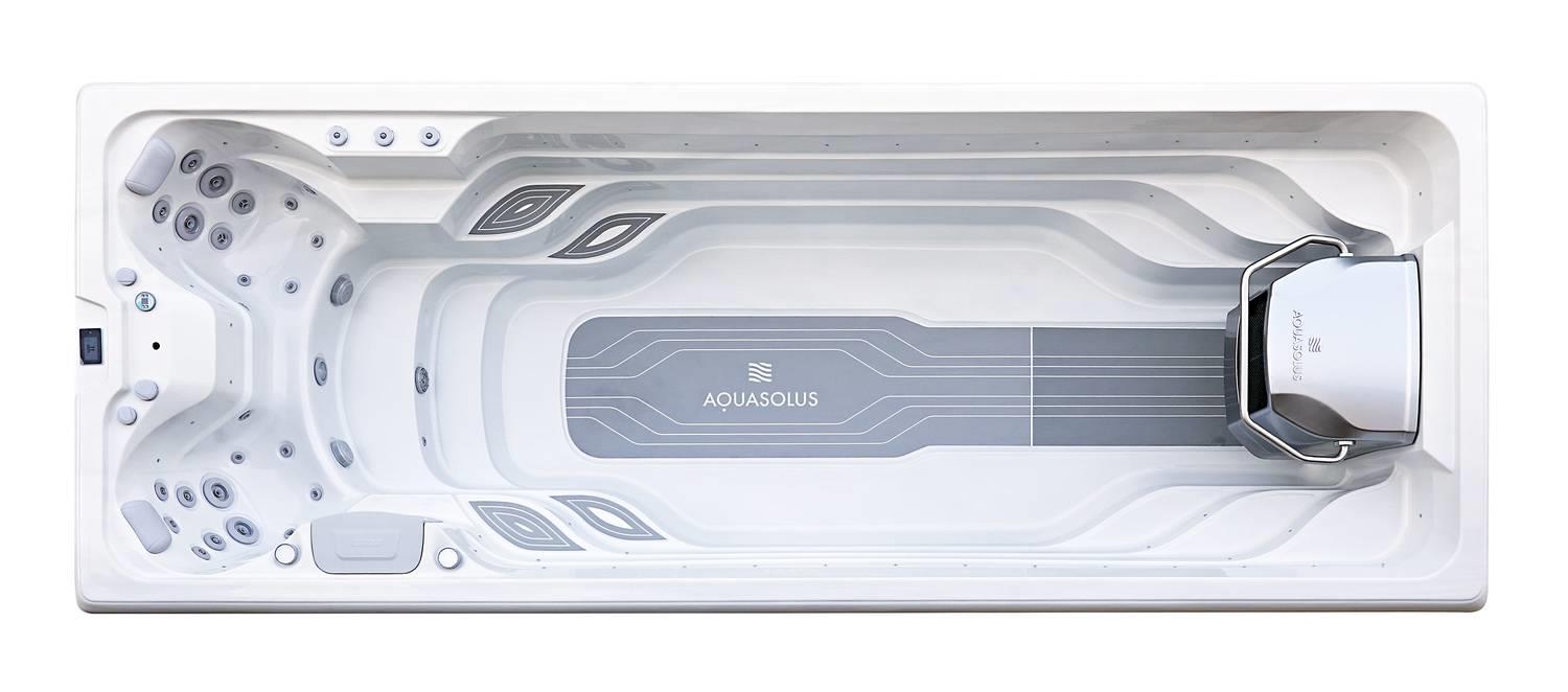AquaSolus Swim Spa Flow Professional für 2 Pers. - 11600 l - Sterling Silver Natural Grey