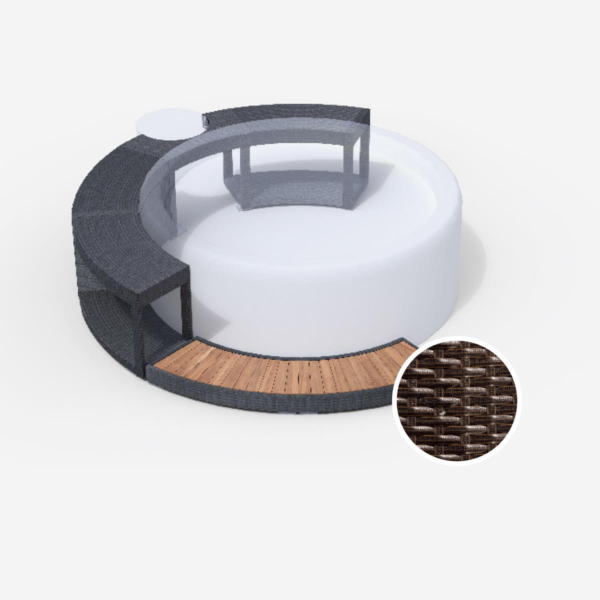 Whirlpool-5/8-Umrandung für Softub LEGEND - Polyrattan - mocca