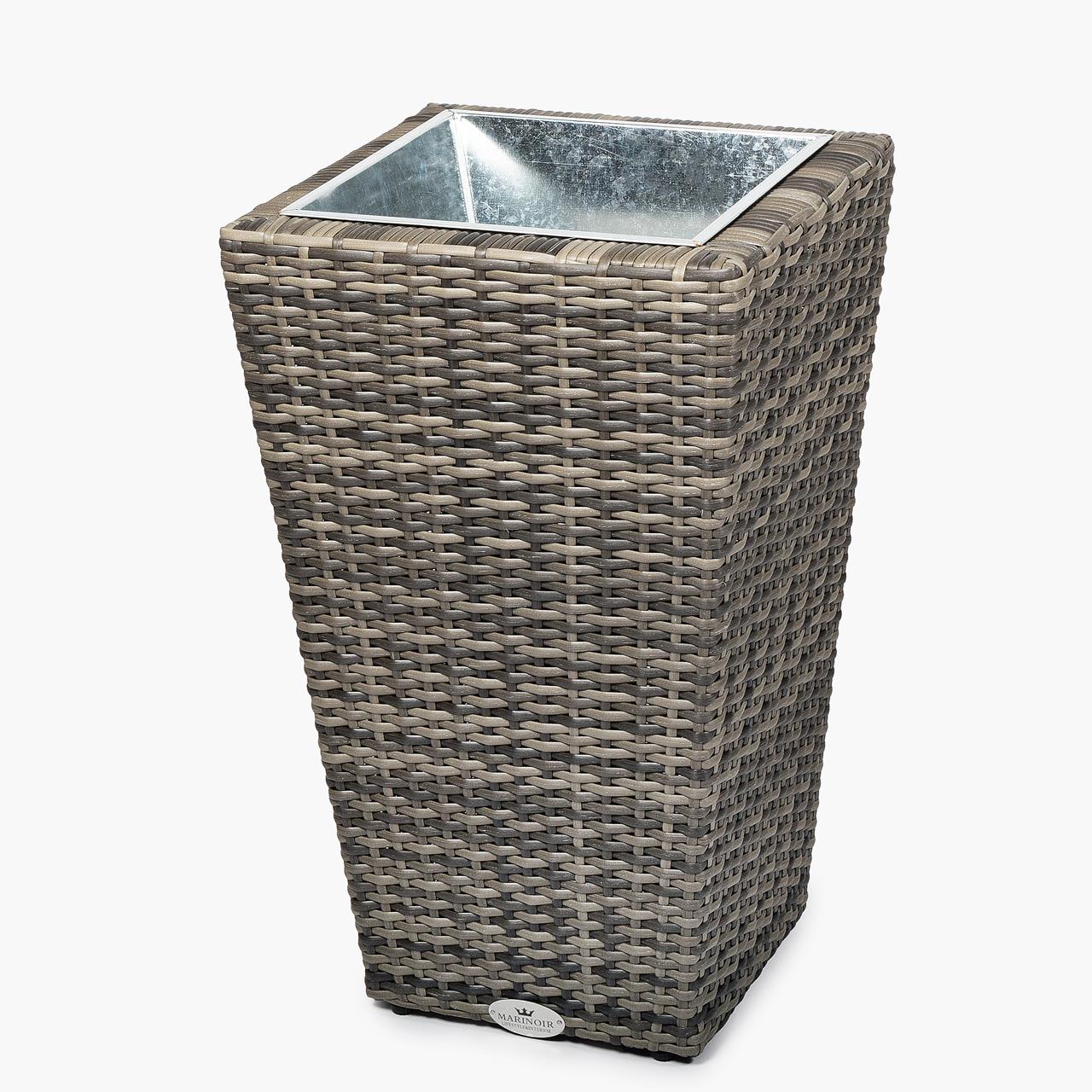 Pflanztopf Outdoor Marinoir mit Zinkeinsatz groß - Polyrattan - 60 cm - stone