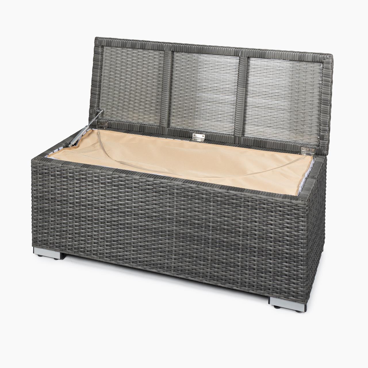 Garten-Aufbewahrungsbox Marinoir inkl. Auflage in grau - Polyrattan - 100 x 40 x 42 cm - graphite