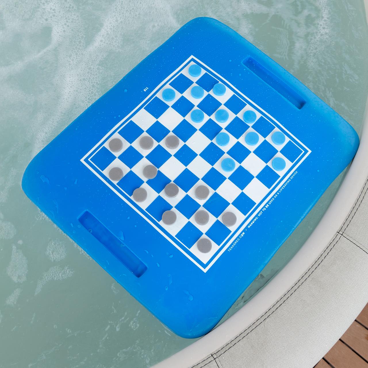 Schwimmtablett - Whirlpool-Getränkehalter - mit Spielbrett - 50 x 40 x 5 cm - blau (Schach/Dame)