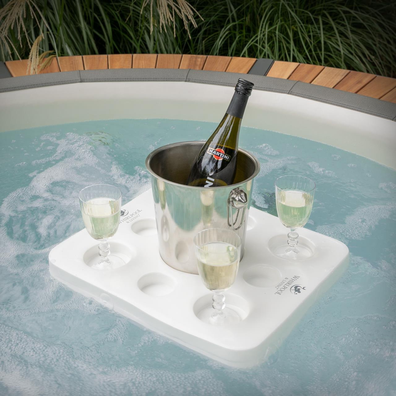 Schwimmtablett - Whirlpool-Getränkehalter - mit Spielbrett - 50 x 40 x 5 cm - weiß