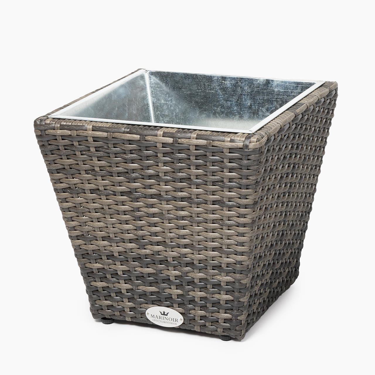 Pflanztopf Outdoor Marinoir mit Zinkeinsatz klein - Polyrattan - 30 cm - stone