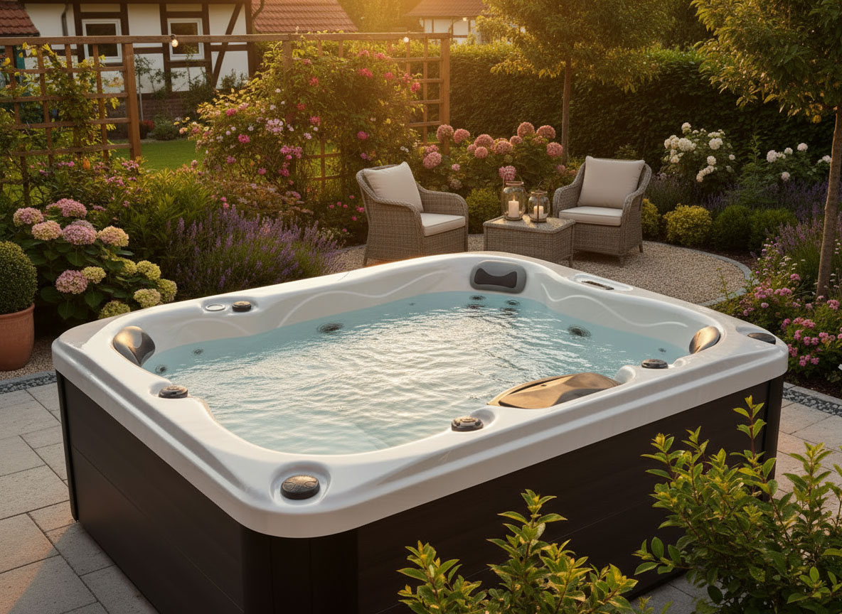 Maxwell Spas Max 1 Whirlpool für 3 Personen Grau/Braun mit 26 Massagedüsen