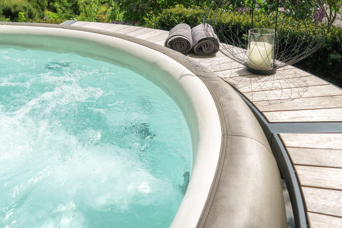 Whirlpool-Vollumrandung für Softub RESORT / POSEIDON - Stauseeholz ø 290 cm - anthrazit