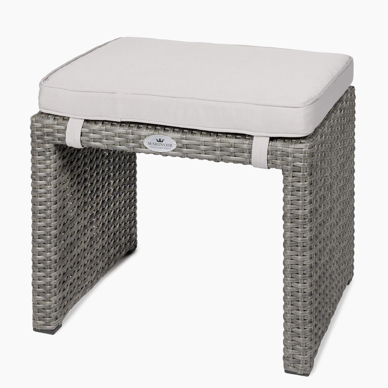 Outdoor-Hocker Marinoir inkl. Kissen - eckig - Polyrattan - graphite