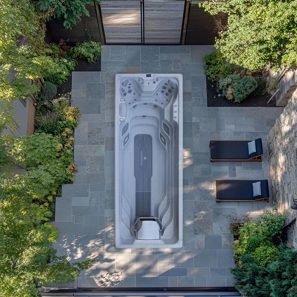 AquaSolus Swim Spa Flow Professional für 2 Pers. - 11600 l - Sterling Silver Natural Grey