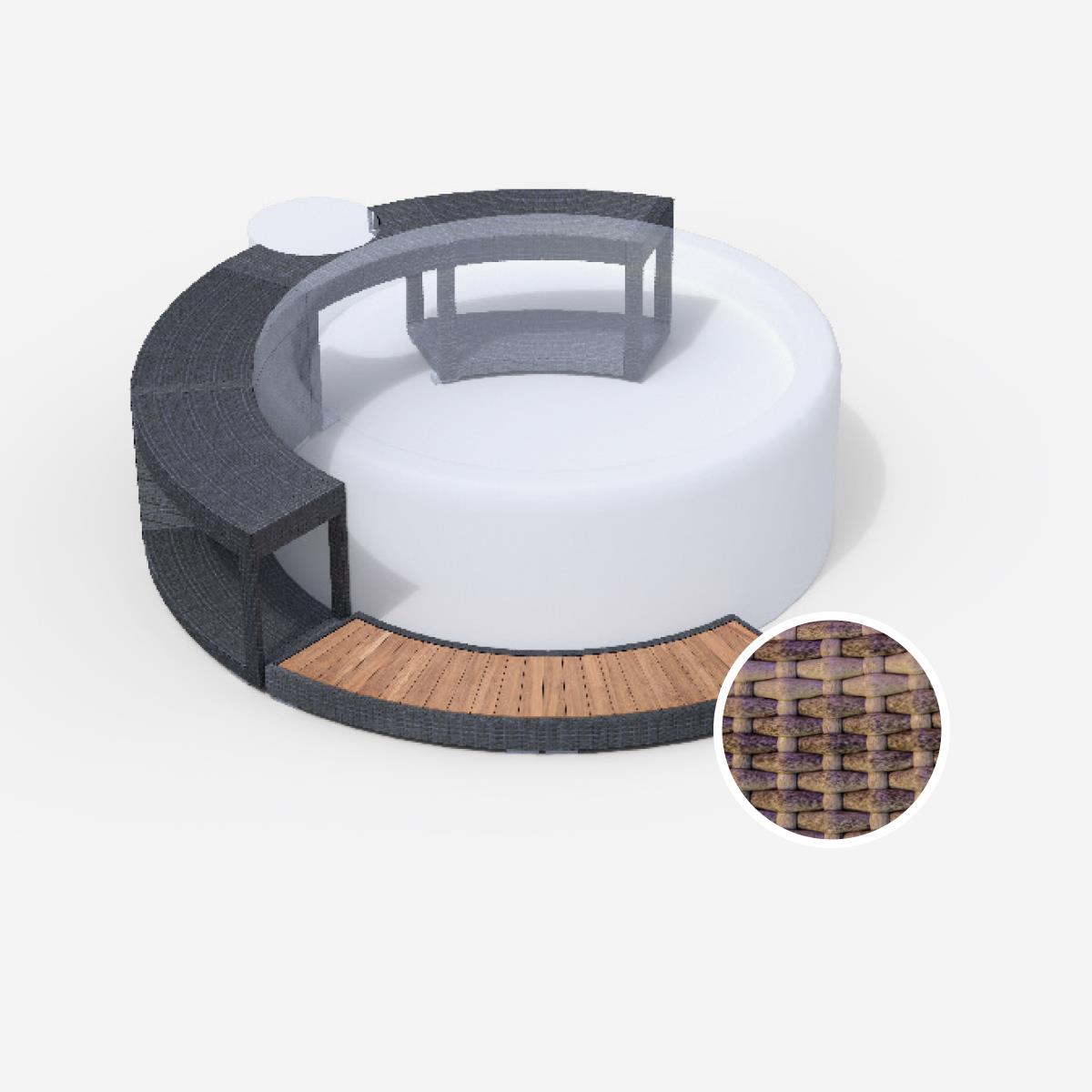 Whirlpool-5/8-Umrandung für Softub LEGEND - Polyrattan - stone