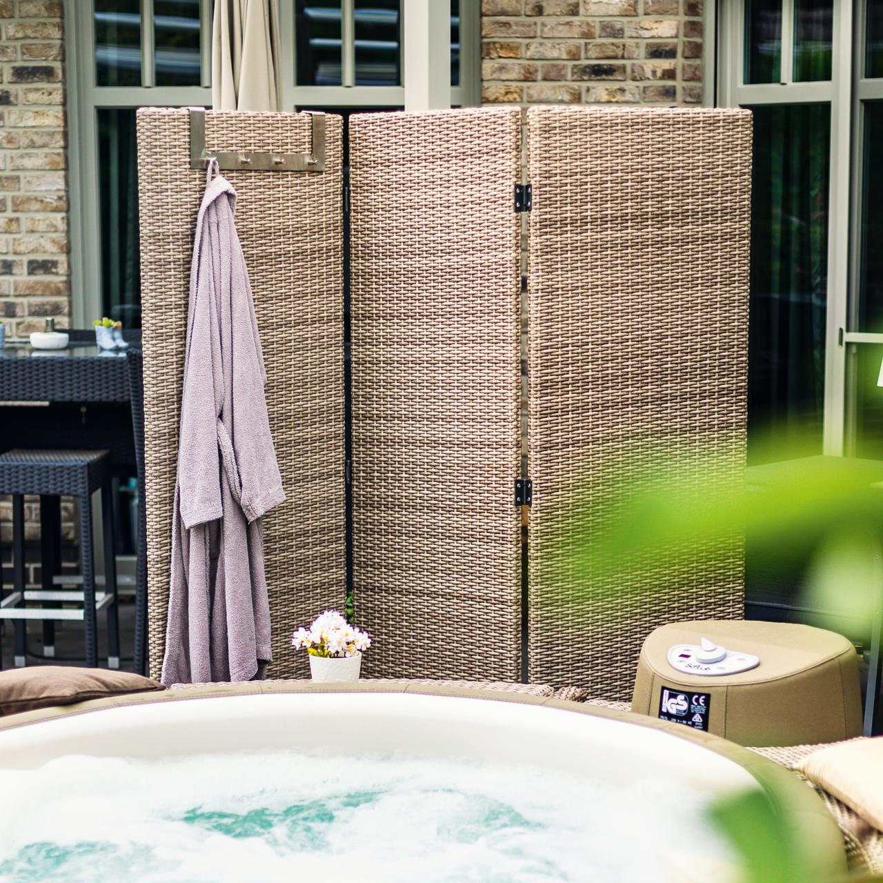 Garten Paravent Marinoir - Polyrattan - 1,8 x 1,8 m - sand