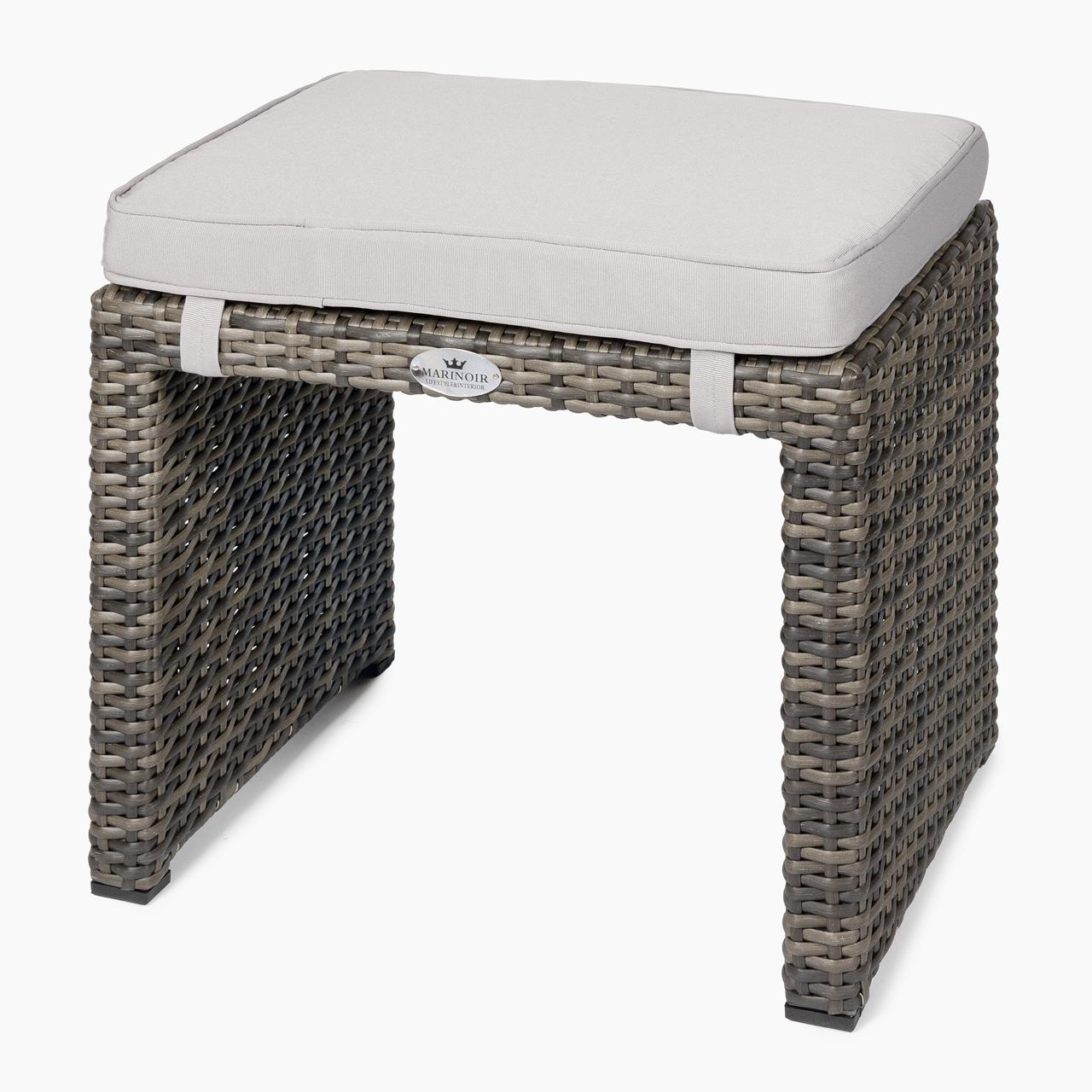 Outdoor-Hocker Marinoir inkl. Kissen - eckig - Polyrattan - stone