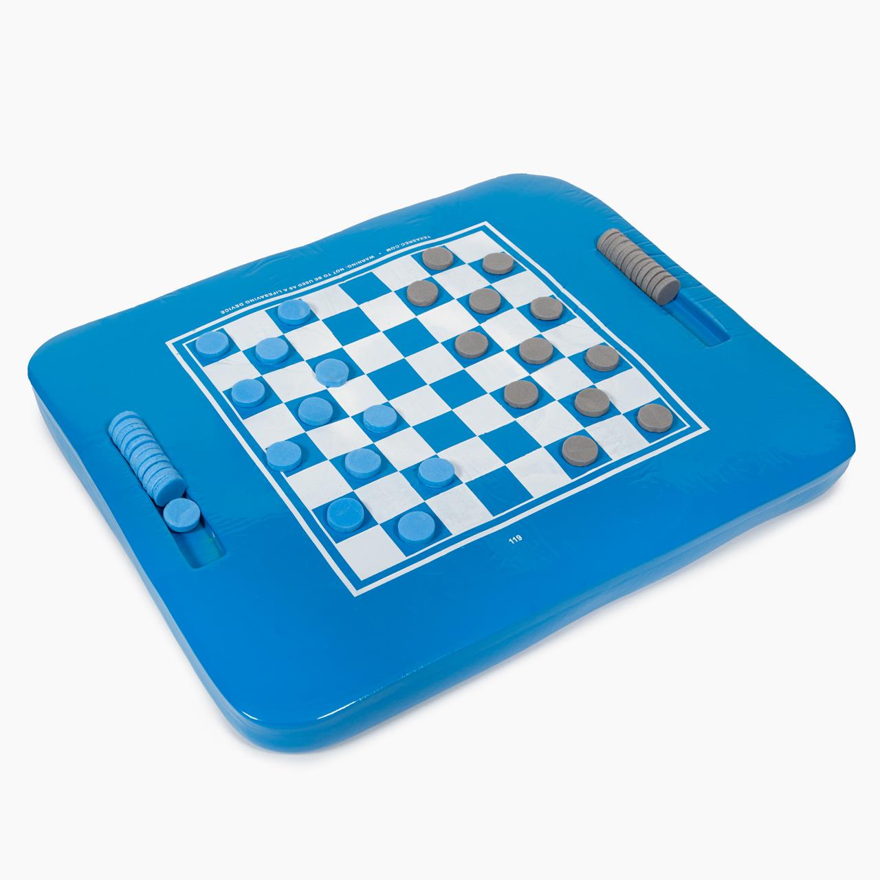 Schwimmtablett - Whirlpool-Getränkehalter - mit Spielbrett - 50 x 40 x 5 cm - blau (Schach/Dame)