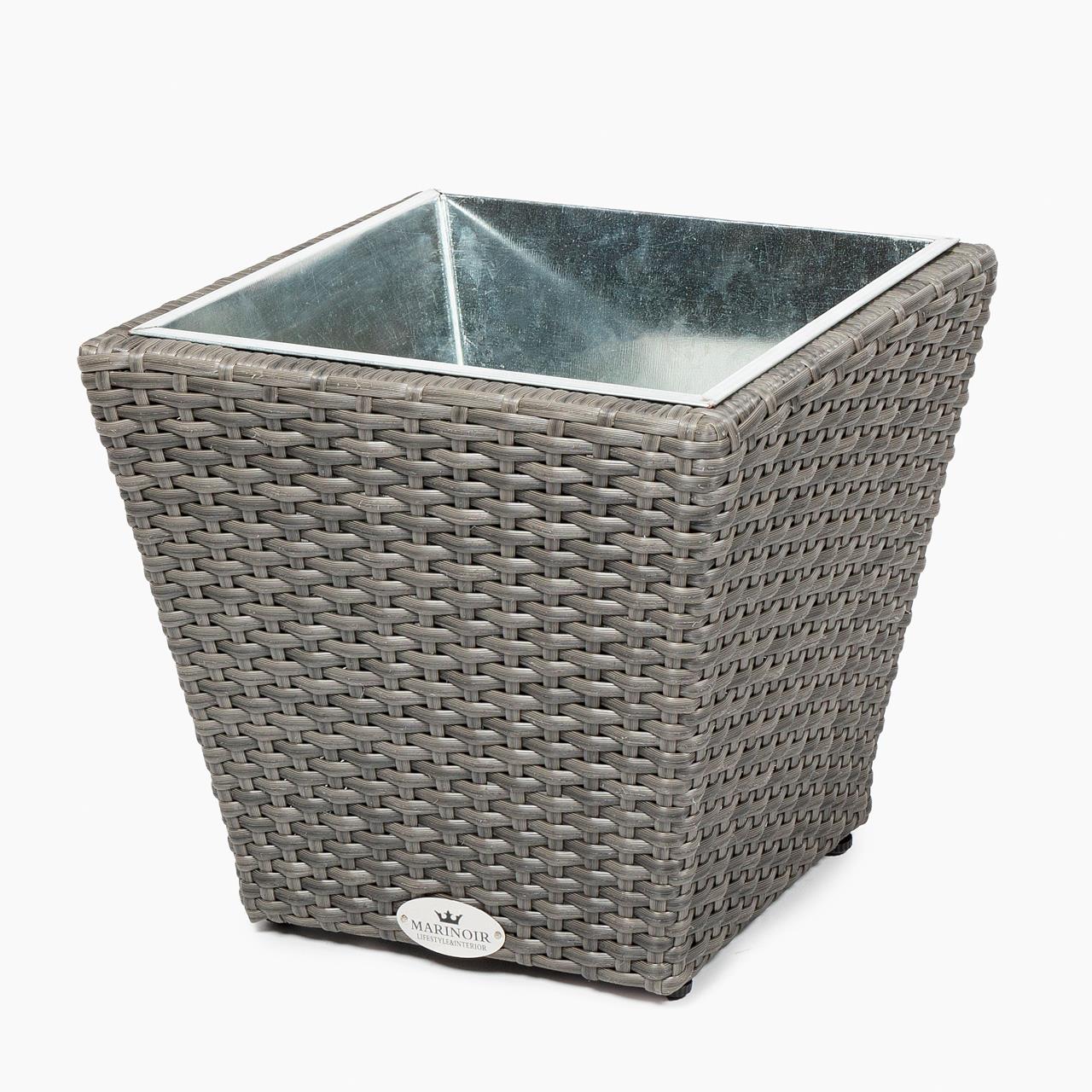 Pflanztopf Outdoor Marinoir mit Zinkeinsatz klein - Polyrattan - 30 cm - graphite