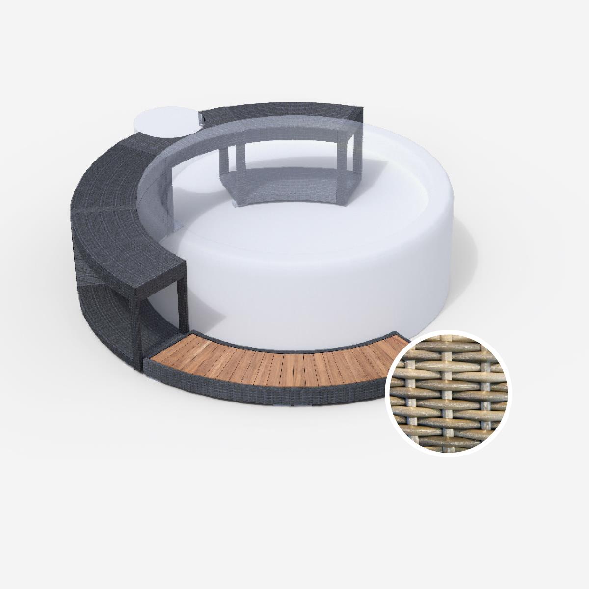 Whirlpool-5/8-Umrandung für Softub LEGEND - Polyrattan - sand