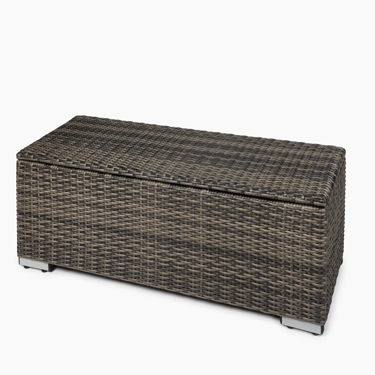 Garten-Aufbewahrungsbox Marinoir inkl. Auflage in grau - Polyrattan - 100 x 40 x 42 cm - stone