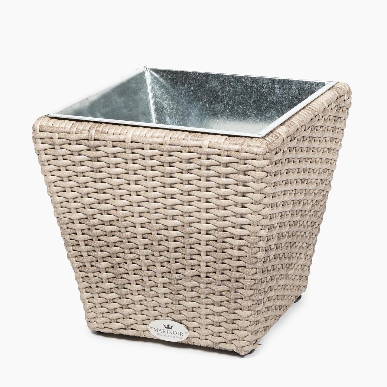 Pflanztopf Outdoor Marinoir mit Zinkeinsatz klein - Polyrattan - 30 cm - sand