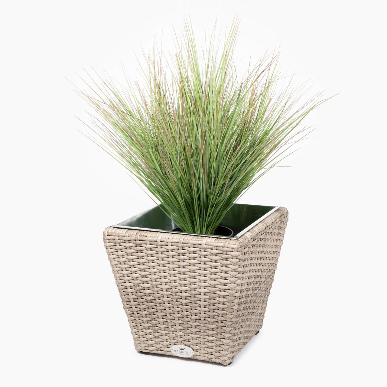 Pflanztopf Outdoor Marinoir mit Zinkeinsatz klein - Polyrattan - 30 cm - sand