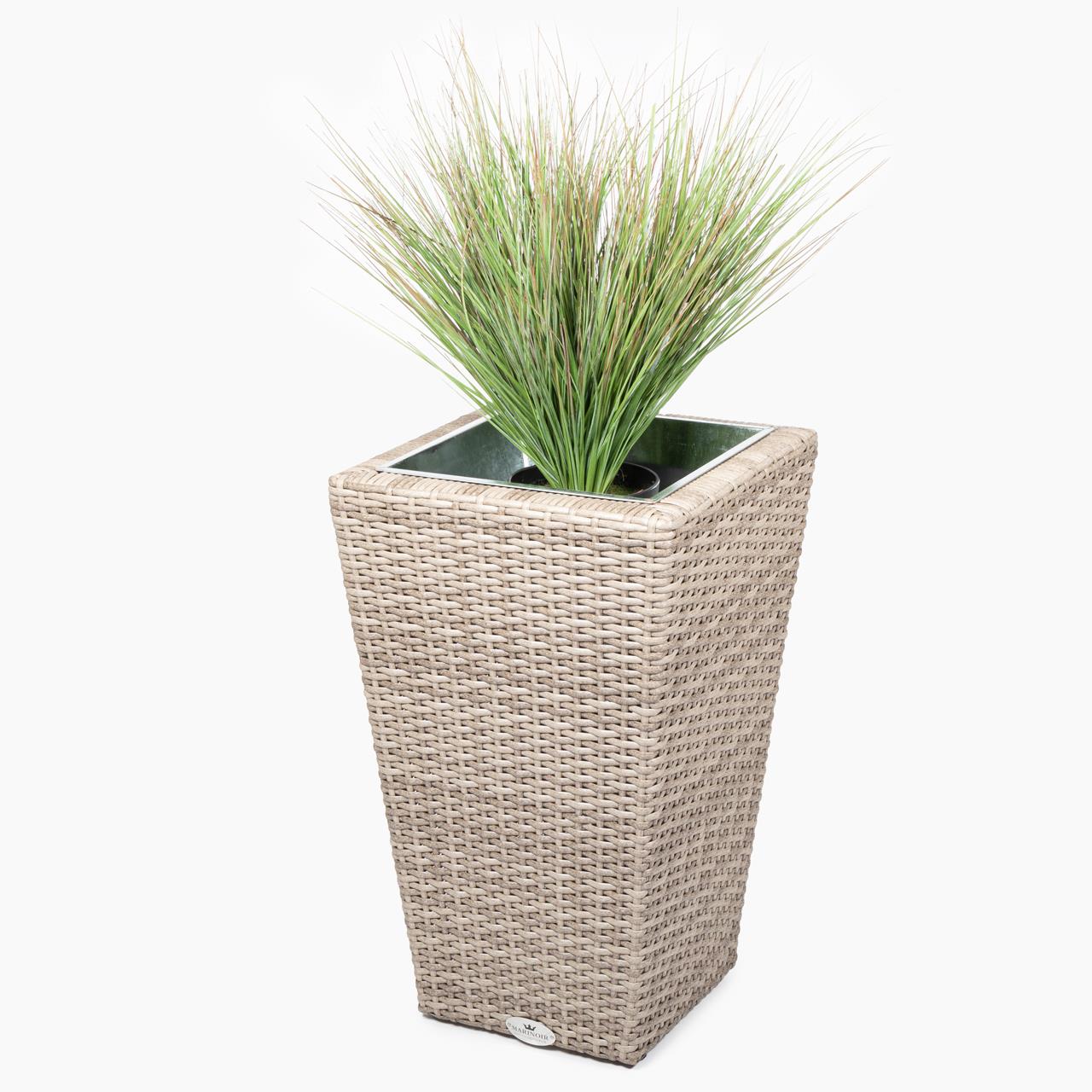 Pflanztopf Outdoor Marinoir mit Zinkeinsatz groß - Polyrattan - 60 cm - sand