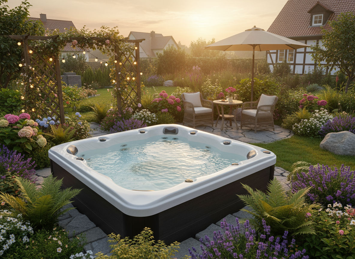 Maxwell Spas Max 8 Whirlpool für 5 Personen Grau/Braun mit 75 Massagedüsen