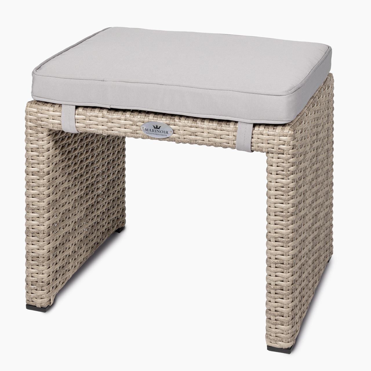 Outdoor-Hocker Marinoir inkl. Kissen - eckig - Polyrattan - sand
