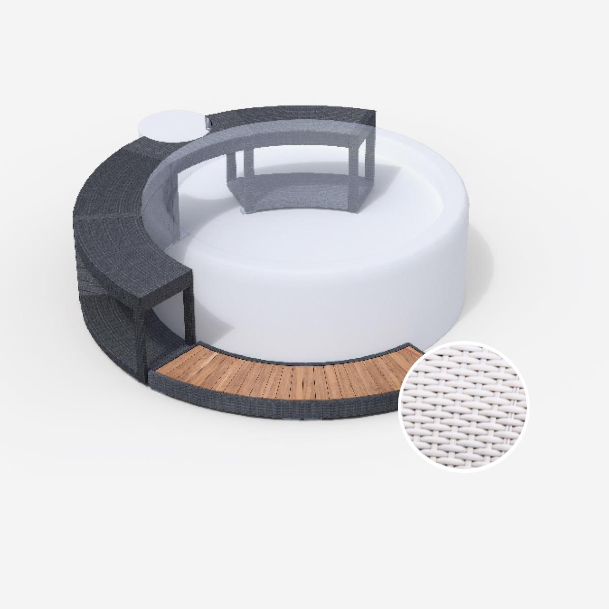 Whirlpool-5/8-Umrandung für Softub RESORT / POSEIDON - Polyrattan - white chocolate