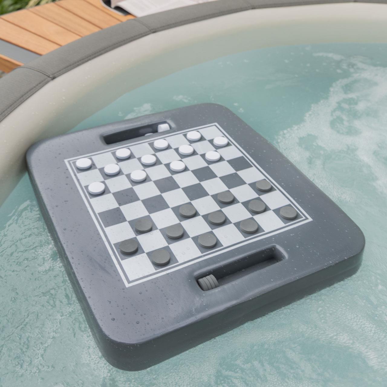 Schwimmtablett - Whirlpool-Getränkehalter - mit Spielbrett - 50 x 40 x 5 cm - anthrazit (Schach)