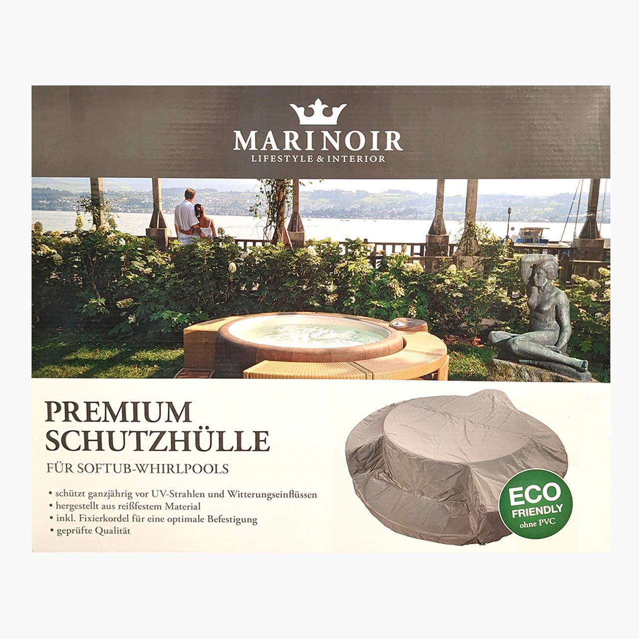 Whirlpool-Schutzhülle für Softub LEGEND mit Polyrattan- oder Stauseeholz-Umrandung - silber-grau