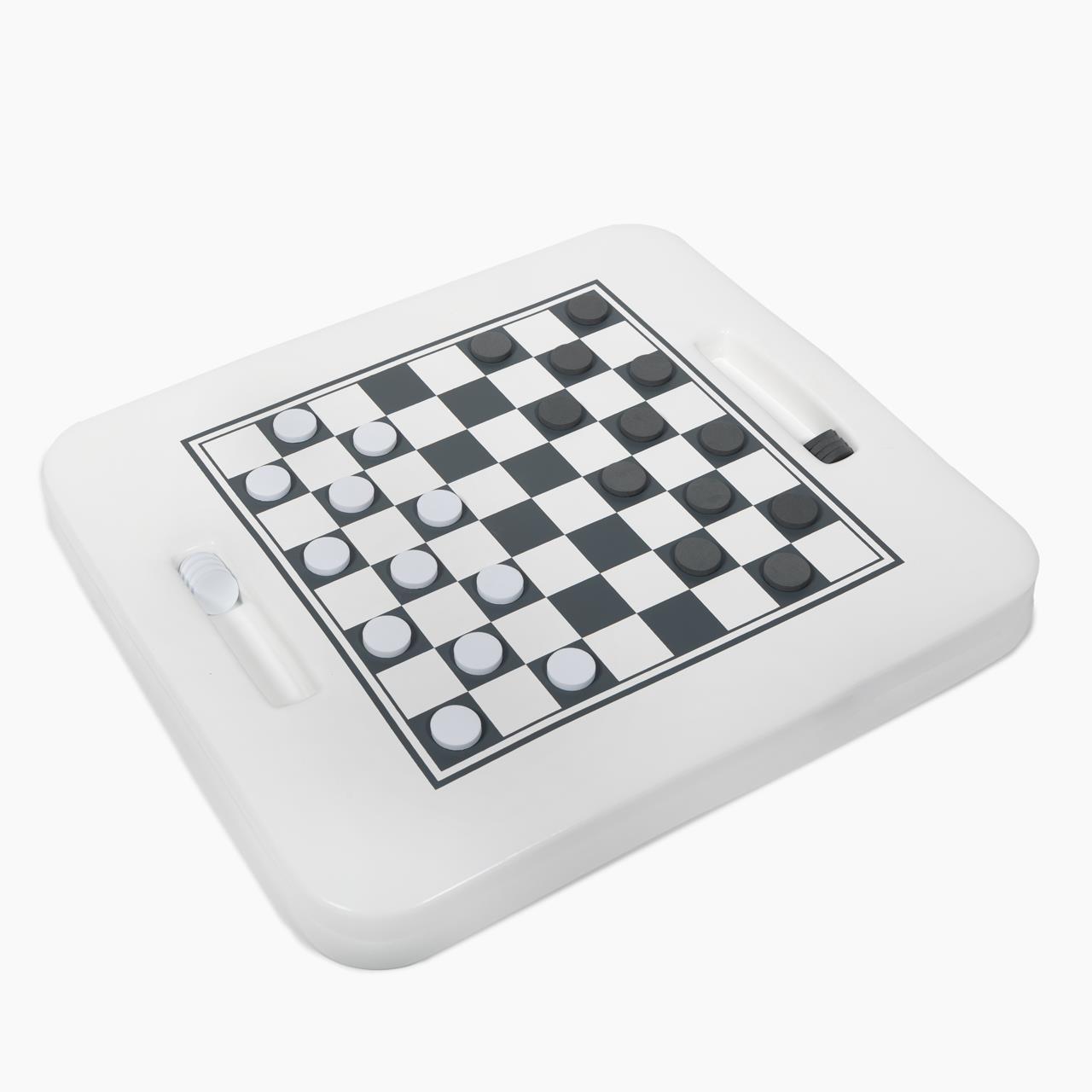 Schwimmtablett - Whirlpool-Getränkehalter - mit Spielbrett - 50 x 40 x 5 cm - weiß (Schach)