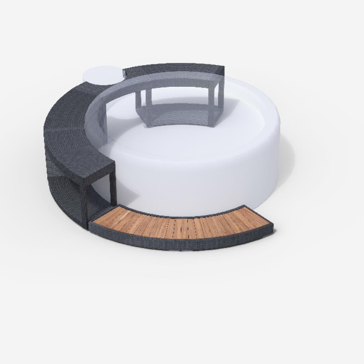 Whirlpool-5/8-Umrandung für Softub RESORT / POSEIDON - Polyrattan - graphite